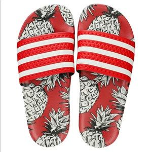 New Adidas Adilette Scarlet Pineapple Slides